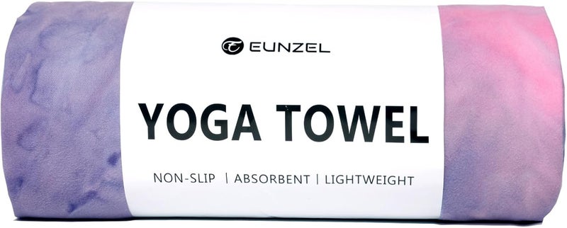 Eunzel Hot Yoga Towel Non Slip Yoga Mat Towel Non-Slip Sweat Absorbent Microfiber Towel for Hot Yoga, Pilates and Workout 72" x 26.5", Purple & Blue - Image 1